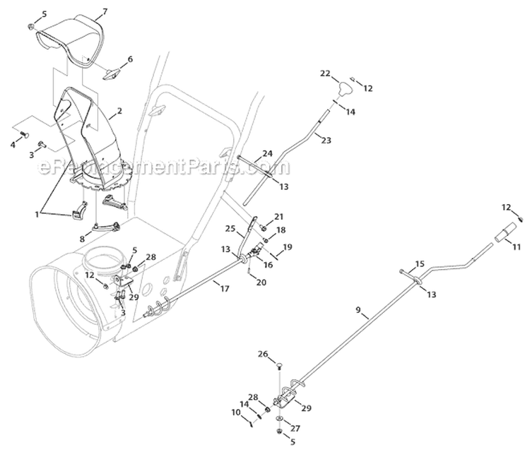 Chute Standard 2-Way Diagram and Parts List for 31A-63BD700 2012 Yard Machines Snow Blower